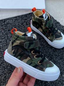 Kinder Camouflage Segeltuch Sneaker, Kinder Lässig Low-Top Schnürschuhe, Koreanischer Stil, Unisex Jungen Mädchen bequeme Sportschuhe, Frühling/Herbst