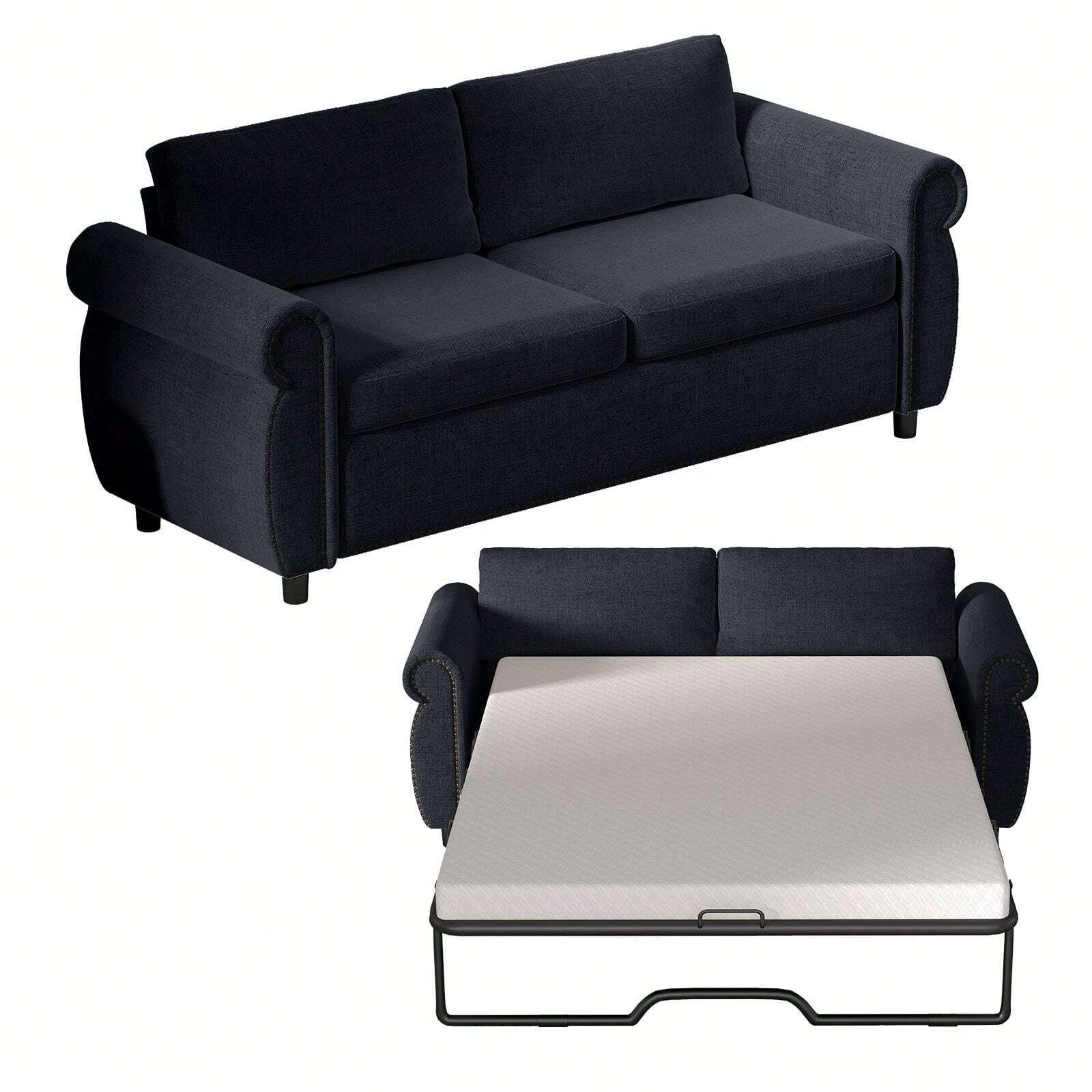 Modern Pullout Couch Bed, Pull Out Sofa Bed 2In1 Convertible Loveseat