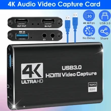 Capture Card Switch, Video Game Capture Card 4K 1080P 60FPS,To USB 3.0 Capture Card For Streaming Work With PS/PC/OBS/Camera - Black - View 2