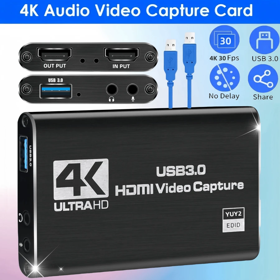 Capture Card Switch, Video Game Capture Card 4K 1080P 60FPS,To USB 3.0 Capture Card For Streaming Work With PS/PC/OBS/Camera