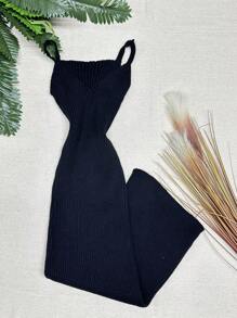 Long Modal Strap Dress - màu đen - Xem 1