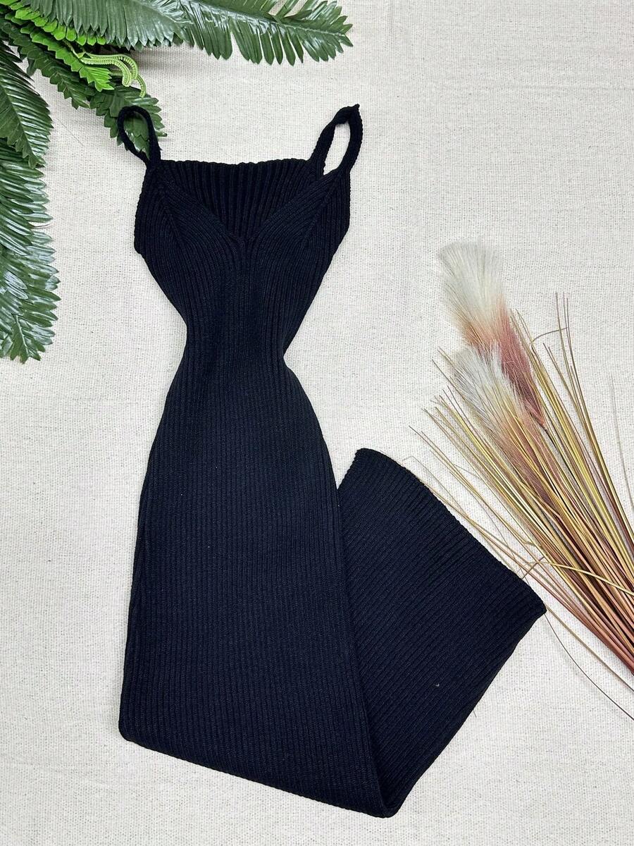Long Modal Strap Dress - màu đen - Xem 1