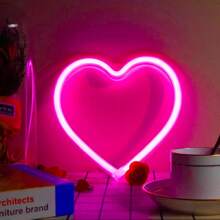 Lumière au néon en forme de cœur rose, lumière LED alimentée par batterie ou USB, lumière décorative pour le bureau, le mur, le dortoir, la salle de classe, la chambre des filles, la fête des mères, la saint-valentin, l'anniversaire, la maison