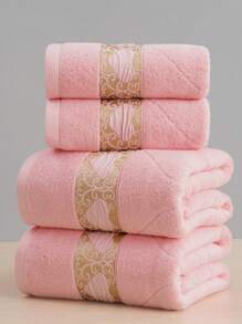 QIBHI 1 Pc Jacquard Heart Design Bath Towel, Soft Absorbent, Lightweight Bathroom/Beach/Party Towel, Valentine's Day Gift Back To School For Beauty Salon Home Bathroom Bath Towel Sheet - Pink - View 7