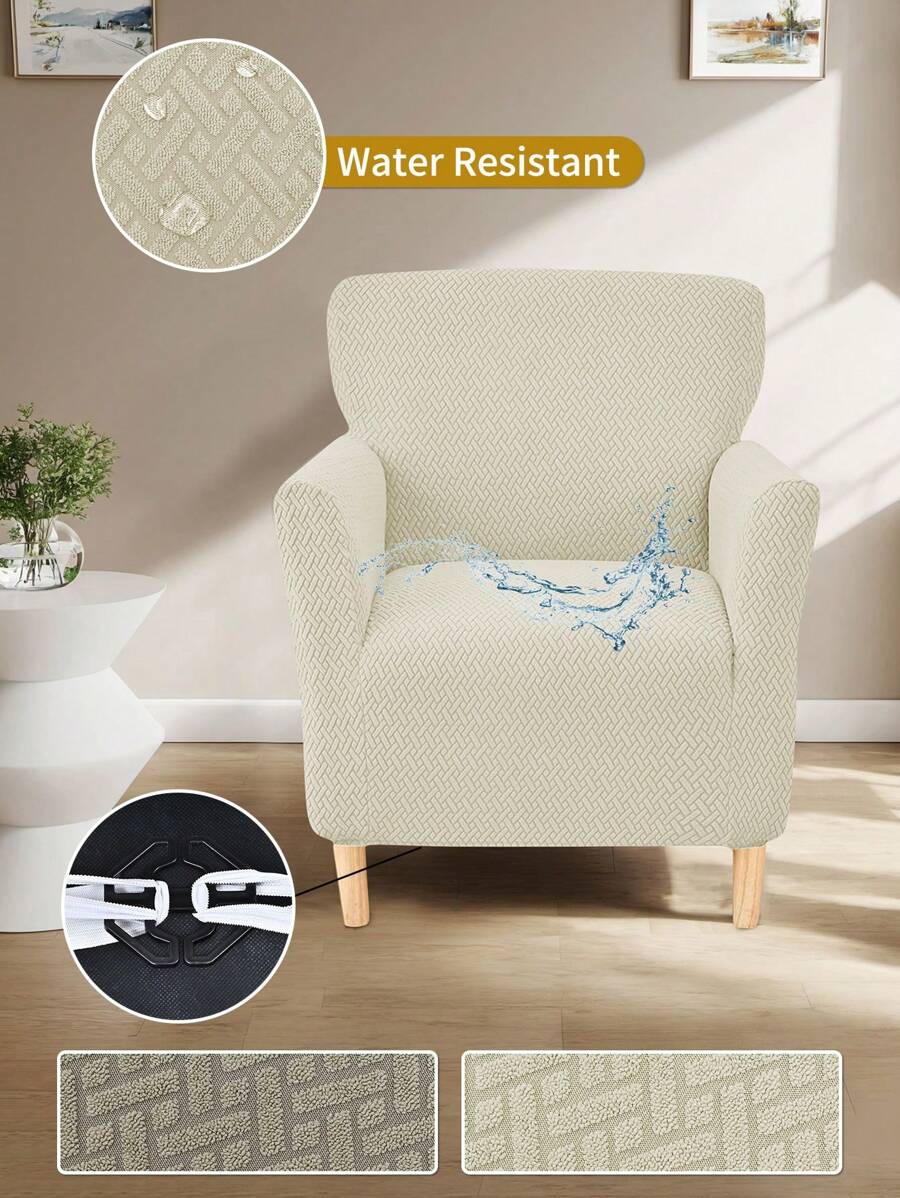 1pc Solid Color Stretch Sofa Cover, Striped Slip Cover For Single Seat Couch, Anti-Splash Dustproof Slipcover For Home And Internet Cafe - Multicolor - View 1