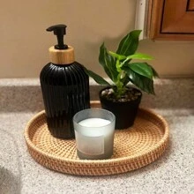 1 件手工编织柳条托盘，日式椭圆形便携式零食水果篮，用于储存、整理、家居装饰、植物烛台托盘、节日装饰、生日派对用品、生日礼物、派对用品、厨房、圣诞节礼物 - 摩卡棕 - 查看 9