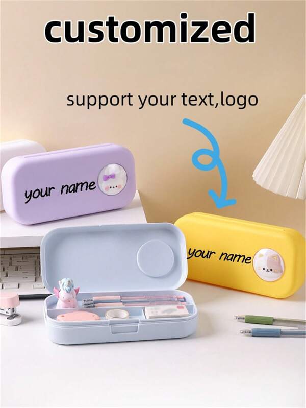 1pc Customizable 3D Cartoon Stationery Pencil Case, High-Quality Cute Pen Bag Large Capacity Makeup Storage Box, Suitable For Back To School Gift Back To School,School Supplies