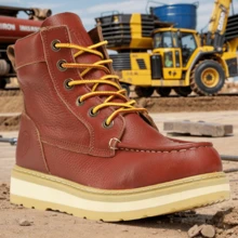 Men's 6" Work Boots – Water-Resistant, Moc Toe Design LV302EE