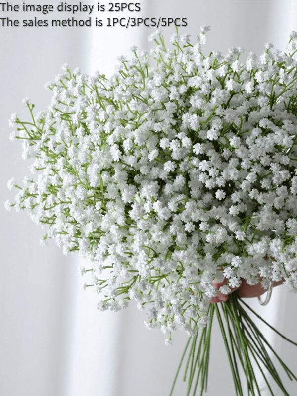 1pc/3pcs/5pcs/10pcs White Gypsophila Artificial Flowers, Fake Baby's Breath Bulk Bouquet Including Plastic Stems, Suitable For Home Decoration, Tabletop Decoration, Diy Flower Arrangements, Wedding & Festival Party Decorations,Room Decor