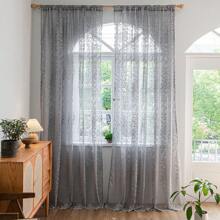 1pc Pearl Pattern Semi-Sheer Woven Grid Net Curtain Window Voile - White - View 7