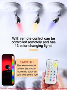 1 foco inalámbrico RGB LED, Luz LED portátil, luces LED de acento operadas con batería y control remoto, Luz LED portátil regulable con cabezal giratorio para cuadros, pinturas, obras de arte, armarios, etc. - Multicolor - Ver 3