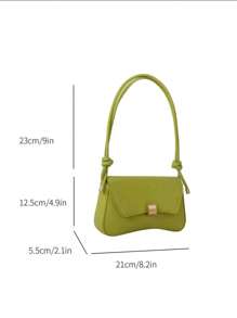 Bolso de hombro minimalista de unicolor y estilo retro para mujer - Verde - Ver 7