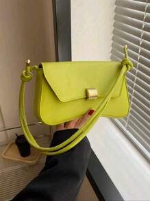 Bolso de hombro minimalista de unicolor y estilo retro para mujer - Verde - Ver 2
