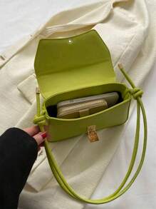 Bolso de hombro minimalista de unicolor y estilo retro para mujer - Verde - Ver 6