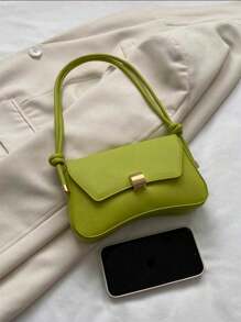 Bolso de hombro minimalista de unicolor y estilo retro para mujer - Verde - Ver 5