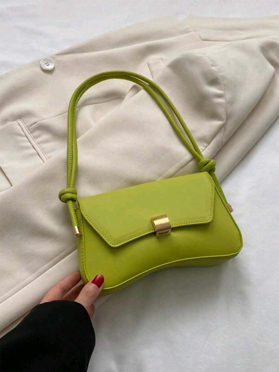 Bolso de hombro minimalista de unicolor y estilo retro para mujer - Verde - Ver 1