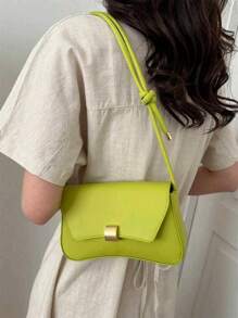 Bolso de hombro minimalista de unicolor y estilo retro para mujer - Verde - Ver 3