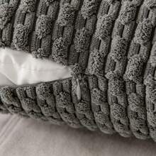 1入組波西米亞風格深灰色條紋枕套（不包括枕芯），現代柔軟的鍵盤布壓紋3D條紋純色裝飾性方形坐墊套，適用於沙發、臥室、床上、四季通用 - 深灰色 - 查看 3