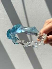 1pc Asymmetrical Resin Bracelet With Ombre Laser Color Gradient, Beach Vacation Accessories - Multicolor - View 14
