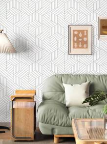 1 Roll Retro Silver Gold Geometric Cube Striped Wallpaper, 2D Geometric Pattern Self-Adhesive Peel And Stick Contact Paper, Waterproof Stain Resistant Easy Clean Wall Sticker For Kitchen Cabinets, Tables, Chairs, Room Decor DIY Home Renovation - Multicolor - View 8