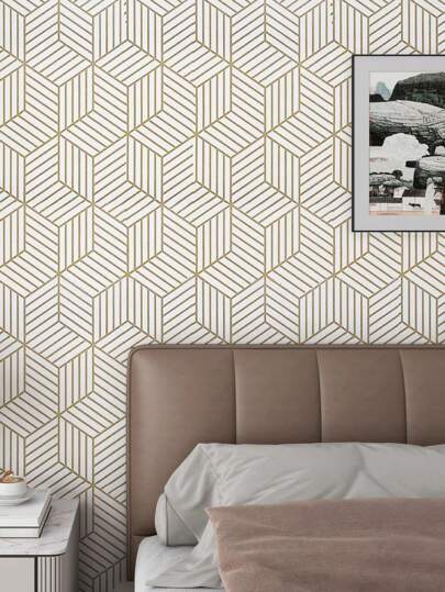 Roll Retro Thick Zilver Goud Regular Geometric Pattern Gestreepte Cube Home ation, Kitchen Cabinets, Tables Chairs, Room Backgrounds, Renovation DIY, Waterproof, Stain Resistant, Easy To Clean, Self Adhesive, Peel Paste Wallpaper Wand Stickers,Renovation Stickers Panels,Wall Paper, Wallpapers, ation Items Refresh Your Home,Rama Birthday Graduation view 8