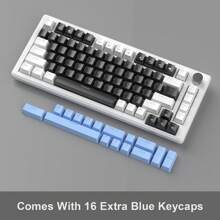 MageGere -STAR75 Mechanical Gaming Keyboard, Knob Control, 75% Compact Blue Backlit Wired Gaming Keyboard, Black Switches, EVA Silent Portable Design, Compatible With Tablets And Windows System - Black - View 7