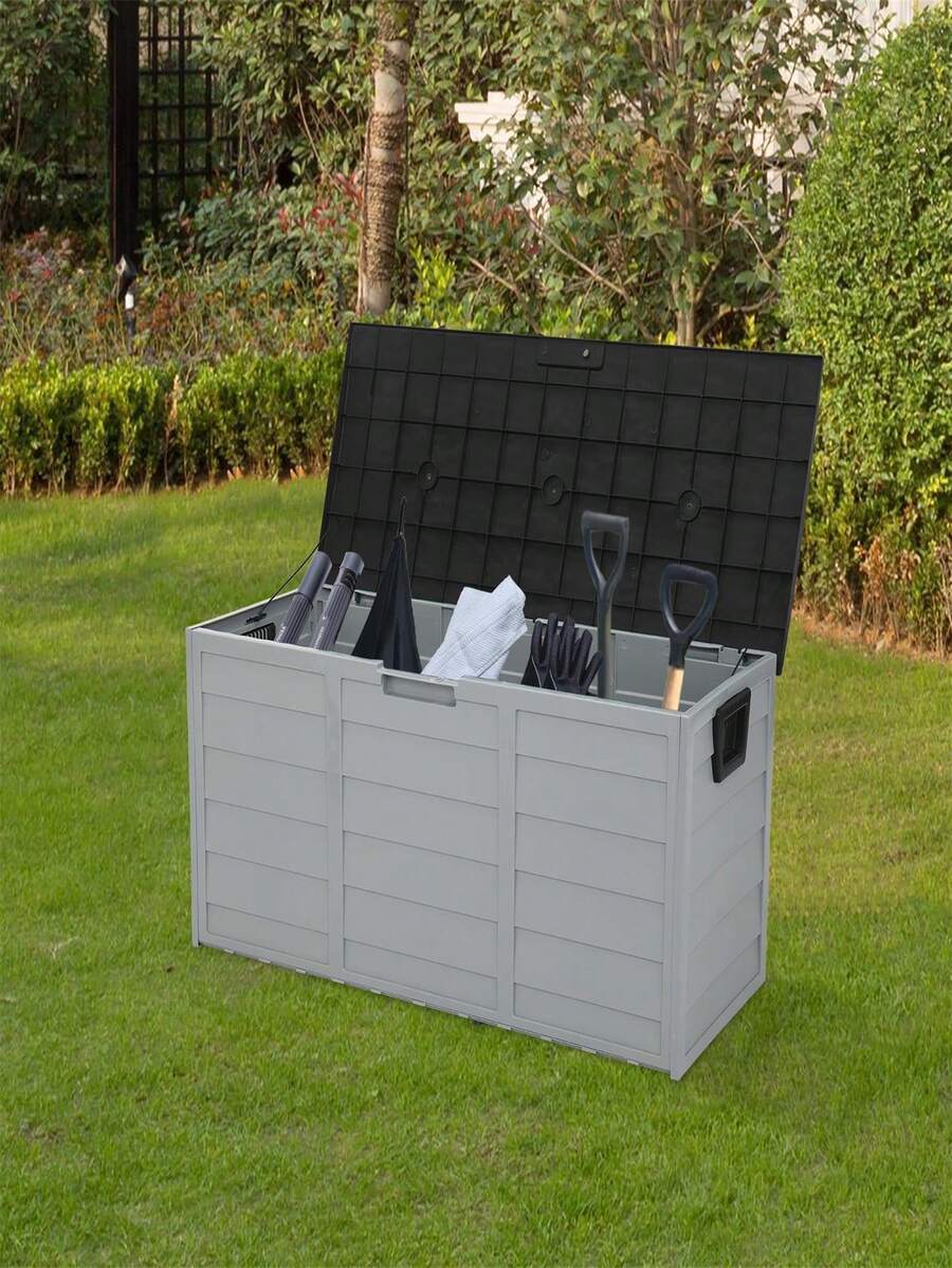 75 Gallon Resin Deck Box Storage Terrace Furniture Garden Bench Seats ...
