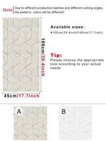 1 Roll Retro Silver Gold Geometric Cube Striped Wallpaper, 2D Geometric Pattern Self-Adhesive Peel And Stick Contact Paper, Waterproof Stain Resistant Easy Clean Wall Sticker For Kitchen Cabinets, Tables, Chairs, Room Decor DIY Home Renovation - Multicolor - View 12