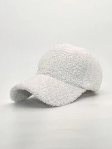 1 buc șapcă de baseball simplă de pluș de culoare solidă, șapcă de baseball din puf artificială de miel, ocazională, caldă, pentru călătorii în aer liber, pălării snapback, pălărie de cuplu, pentru primăvară/toamnă/iarnă, șepci de lână rezistente la vânt pentru ciclism ﻿