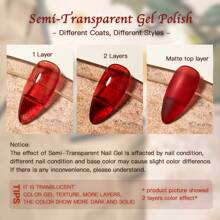 S. S FOCEN 6支/套 半透明琥珀色指甲凝胶 橙棕色红色果冻指甲油 透亮效果 可卸UV/LED凝胶 DIY美甲 附赠礼盒 - 彩色 - 查看 5