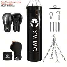 4ft Canvas Boxing Punching Bag (Unfilled) With Gloves And Straps For Adults, Hanging Heavy Duty Boxing Punching Bag For Boxing Taekwondo Karate Muay Thai Sanda Training - 140cm sandbag + boxing gloves + bandages - View 1
