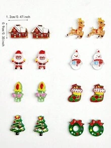 30 sản phẩm trang trí móng tay nghệ thuật Giáng sinh ngẫu nhiên hình ông già Noel, người tuyết, tuần lộc, cây thông Noel, vòng hoa - Nhiều màu - Xem 5