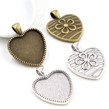 5 pièces Support de pendentif en cabochon vierge convenant à un cadre de cœur de 25 mm, accessoires de réalisation de bijoux DIY