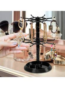 1 Piece Earring Jewelry Display Stand, 2-Layer Desktop Rotatable Storage Rack For Hanging Necklaces, Pendants, Bracelets, Earrings, Keychains, Hairbands, Birthday Valentine's Day Christmas Halloween Gifts