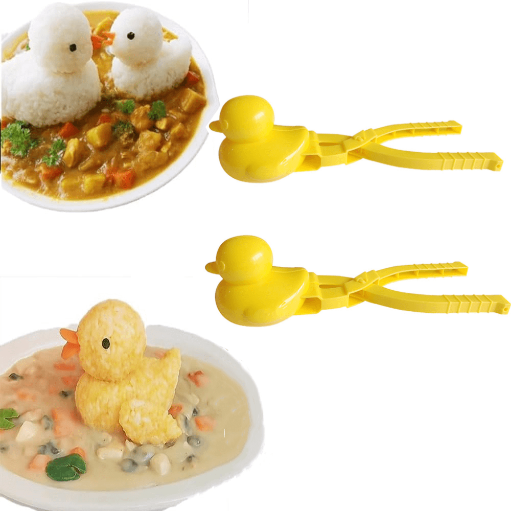 2 Pacotes Molde de Arroz em Formato de Pato, Molde de Arroz de Pato DIY, Moldes de Sushi, Ferramenta de Arroz em Formato de Animal (Amarelo), Suprimentos de Volta às Aulas