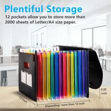 Organizador de archivo tipo acordeón, carpeta expandible de 12/24/36 bolsillos, organizador portátil para facturas, recibos de impuestos mensuales, tamaño carta A4 para documentos, con etiquetas en blanco, pestañas de colores, para escuela, hogar y oficina, artículos imprescindibles para el aula, de vuelta a clases, suministros escolares.
