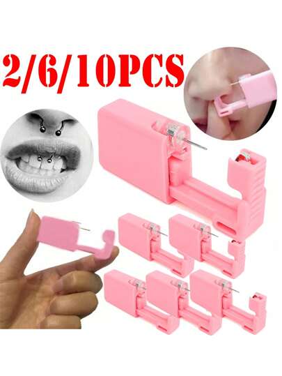 2026 New 2/6/10pcs Disposable Painless Ear Piercing Tool, Sterile Hypoallergenic Earring Nose Piercing Gun Kit, Easy To Use