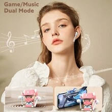 Quà tặng Giáng sinh Tai nghe Bluetooth hoạt hình, Tai nghe chạy bộ bán nhét tai cá nhân - màu nâu - Xem 4