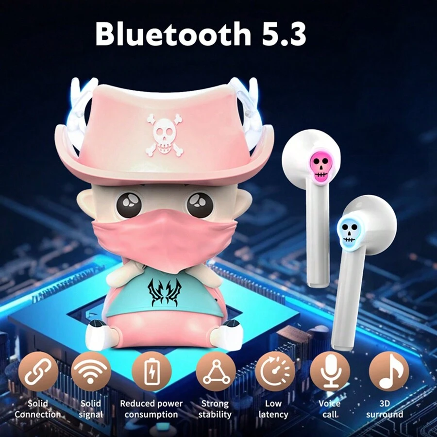 Quà tặng Giáng sinh Tai nghe Bluetooth hoạt hình, Tai nghe chạy bộ bán nhét tai cá nhân - màu nâu - Xem 1