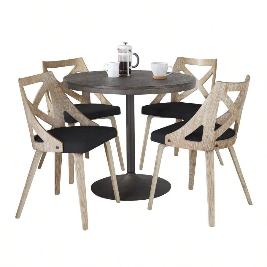 DakotaCharlotte Contemporary Dining Set In Antique Metal With Espresso