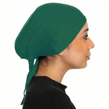 Women's Solid Color Turban With 2 Elastic Headbands, Middle East Style Headscarf Cap, Comfortable & Breathable Daily Wear