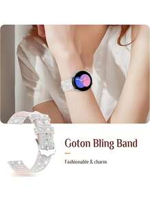 1pc Shiny Color Changing Leather Composite Silicone Watch Band, Soft, Sweat Resistant, 20mm/22mm Quick Release Sports Strap Compatible With Galaxy Watch 7/6/5/4/3 Pro 40mm/42mm/44mm/46mm, Active2, Watch GT GT2 Pro GT3 GT4 Women Fashion