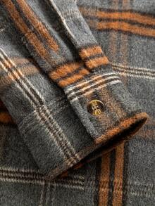 Áo len cardigan cổ bẻ kẻ caro cài nút phía trước cho nam, mặc thường ngày, đi làm, dạo phố, mùa đông - Màu xám đen - Xem 3