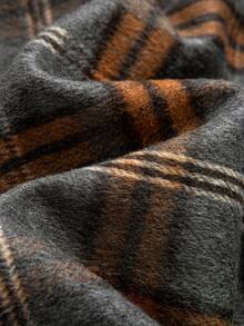 Áo len cardigan cổ bẻ kẻ caro cài nút phía trước cho nam, mặc thường ngày, đi làm, dạo phố, mùa đông - Màu xám đen - Xem 5