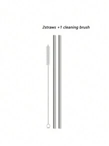 2/4/6pcs Stainless Steel Metal Drinking Straws Set With Cleaning Brush, For 40oz Tumbler Cups, Ideal For Cold Drinks & Juices, Summer, Kitchen, Christmas Gift - 銀色 - 查看 6
