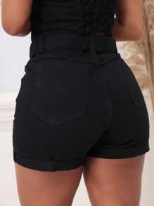Women Denim Shorts - màu đen - Xem 4