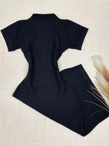 Short Sleeve Modal Midi Dress - màu đen - Xem 1