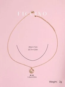 FICCINO 时尚太阳和星星图腾镀金方晶锆石吊坠项链，可调节钛钢镀金 O 型链，适合送给女孩和好朋友的时尚珠宝礼物，附赠盒子 - 365n - 查看 4