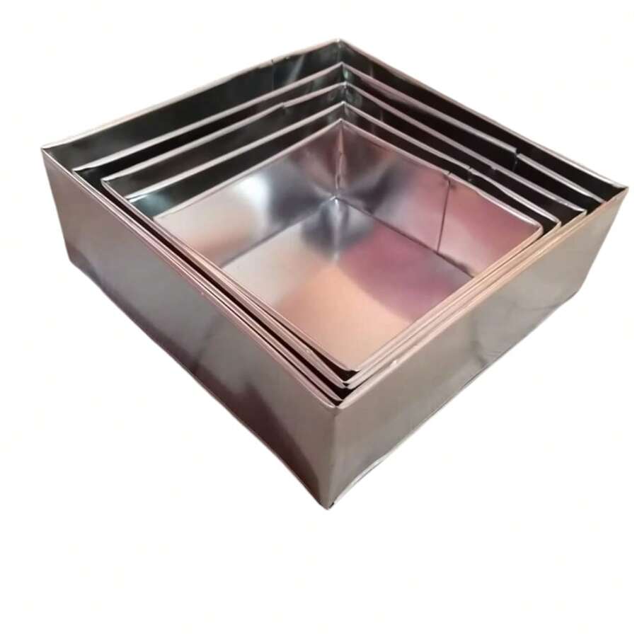 juego de 5 moldes de lamina para hornear pastel de 19 a 26cm cuadrados - Plateado - Ver 1