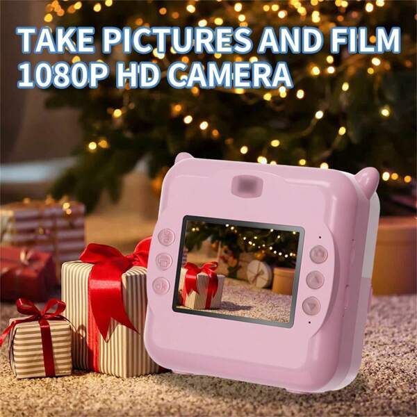 1 Pieza Cámara instantánea para niños HD 1080p Video Fotografía Doble lente Juguete de fotografía SLR Regalo de cumpleaños con papel imprimible Cámaras digitales de impresión